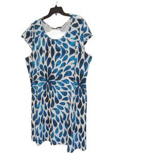 Lily By Firmiana Summer Dress Women's Size 4XL Royal Blue White Popover Stretch